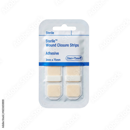 Sterile Wound Closure Strips: Adhesive Bandages, 3mm x 75mm, Medical Supplies Isolated on Transparent Background