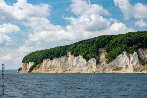 White chalk cliffs on the coast of the Baltic Sea in Ruegen Germany