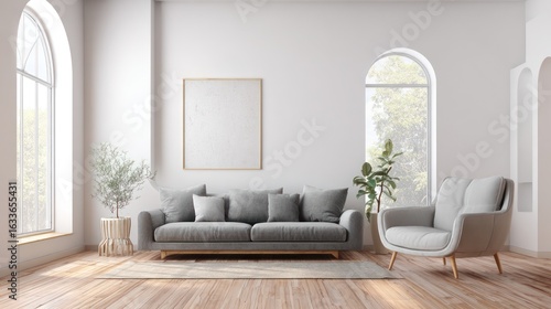 Bright, modern living room with a minimalist aesthetic