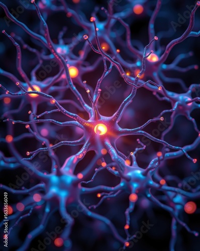 Neural Network Activity with Glowing Brain Connections, High-Resolution Concept Art	