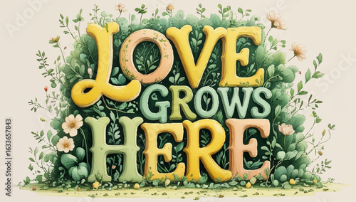 Love Grows Here: Whimsical Botanical Typography