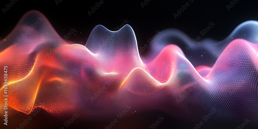 Obraz premium Abstract Colorful Digital Waveform with Vibrant Pink Blue and Orange Tones for Technology and Futuristic Design