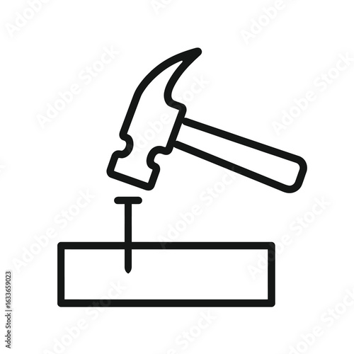 Outline Icon of Hammer Hitting Nail