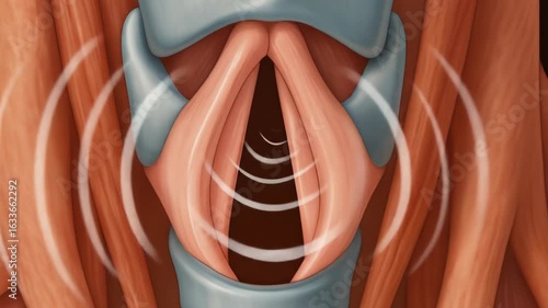 Human Larynx Anatomy and Vocal Cord Vibration Simulation