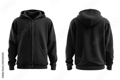 Full view of a black zip-up hoodie (1)
