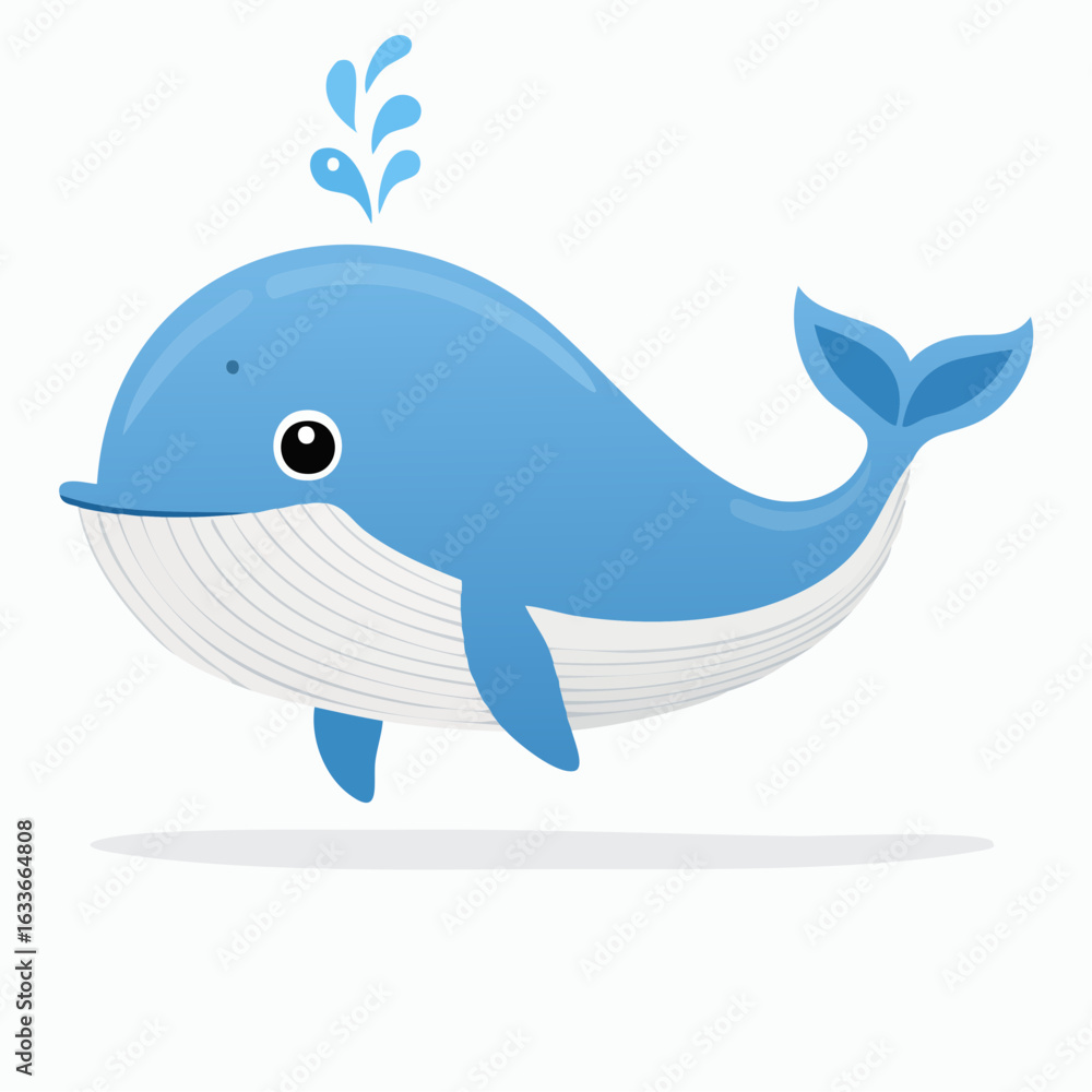 Obraz premium Minimal whale fish faces in flat style