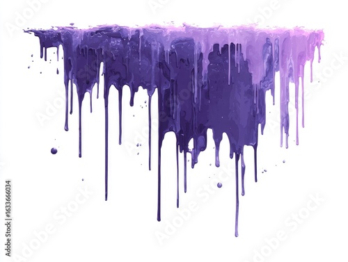 Purple paint drips on white background