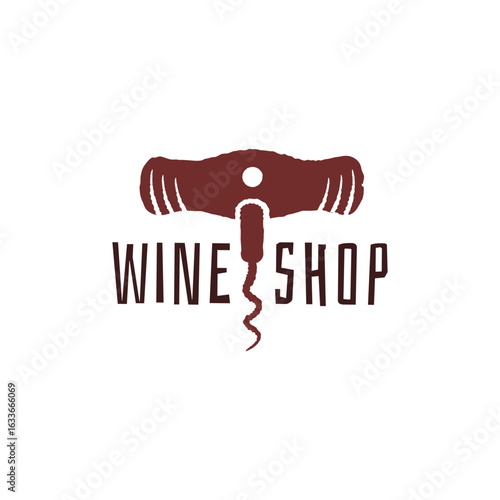 Wine Shop Logo. Simple wine logo for beverage store, bar branding, alcohol business, product label or drink identity. Vector illustration.