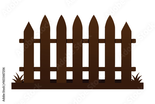 wooden fence classic outdoor structure isolated on white background