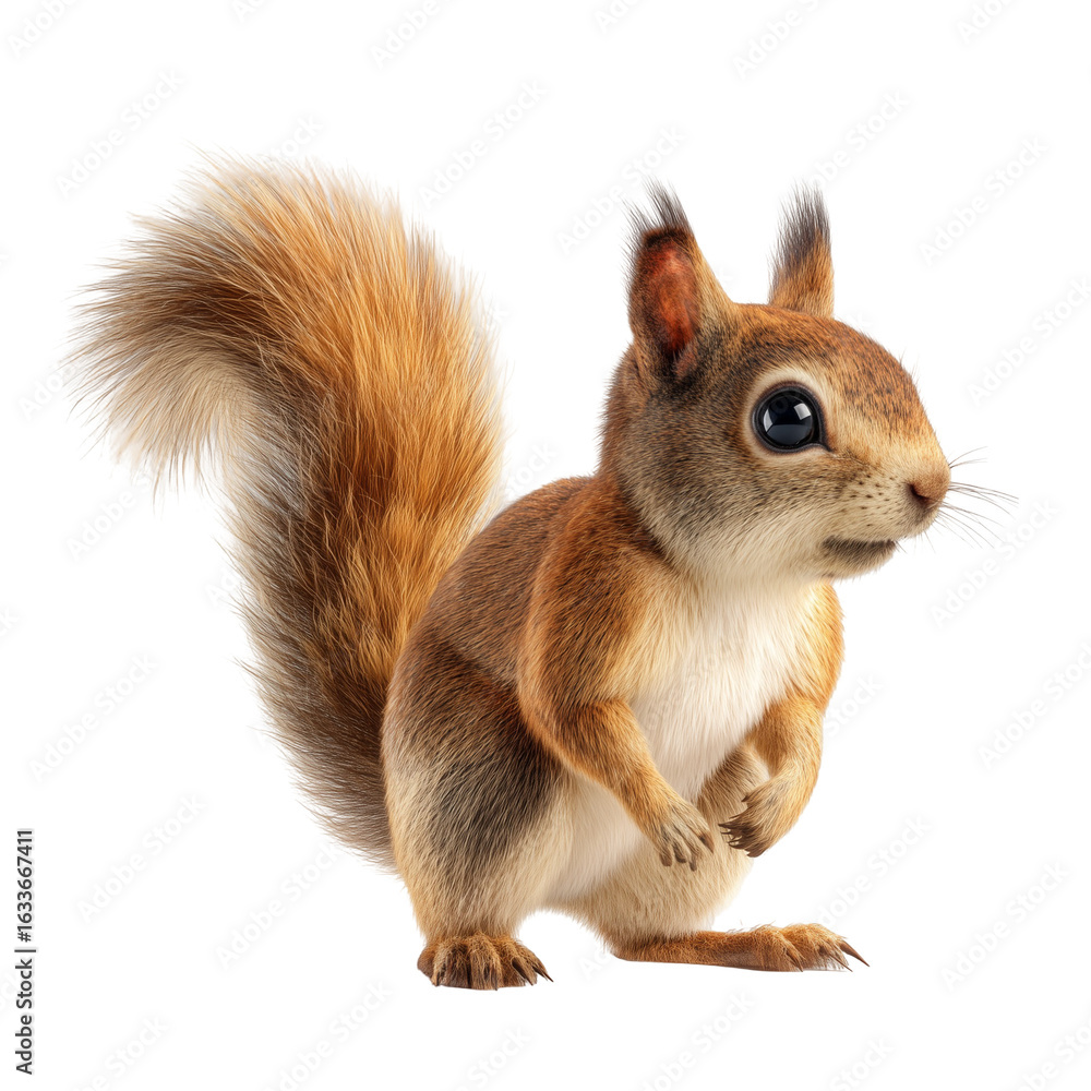 Obraz premium a full body image an squrriel facing towards the left side in a plain white background