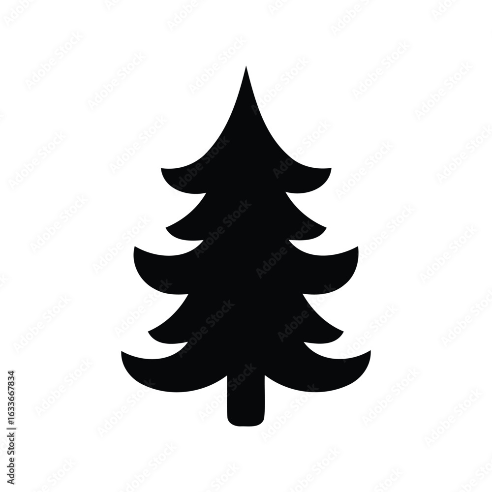 Obraz premium Black christmas tree silhouette vector pine evergreen icon winter holiday symbol isolated graphic