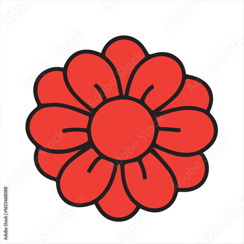 red flower on white background