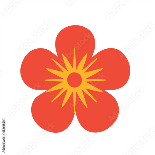 red flower on white background