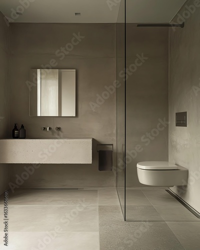 Minimalist Modern Bathroom with Frameless Shower and Hidden Storage for Uncluttered Simplicity