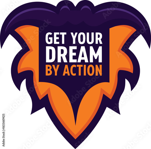 Inspirational t shirt design featuring the phrase get your dream through action with bold typography isolated on transparent background
