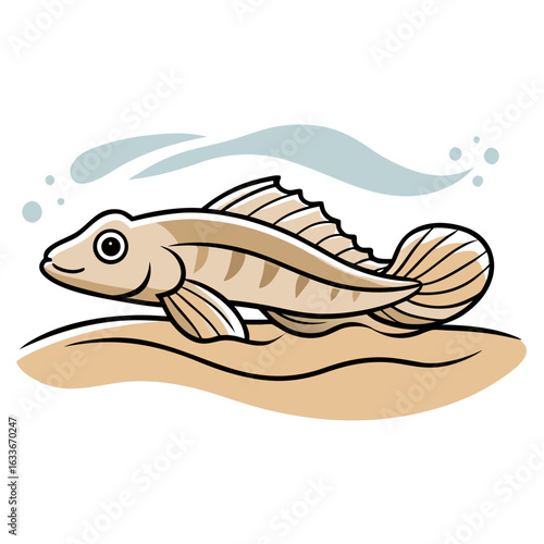 Goby Fish Line Drawing | Ocean Floor Minimal Art