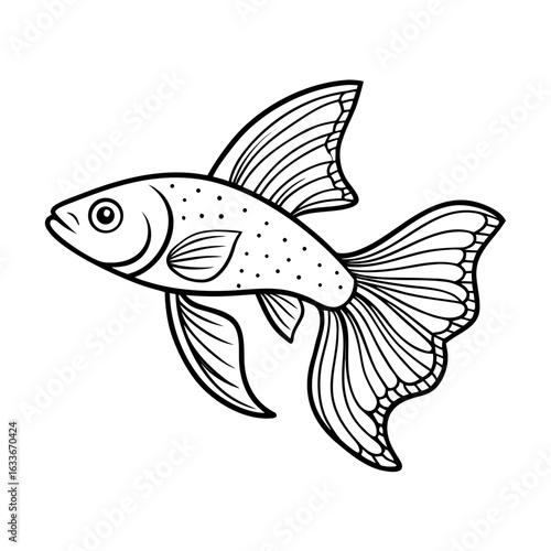 Guppy Fish Line Art Vector | Minimal Pet Sketch