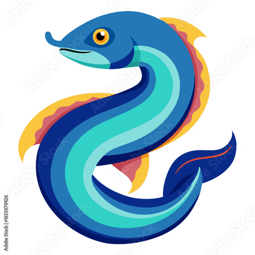 Eel Fish Line Art Vector | Serpent Sea Animal