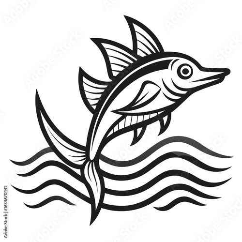 Flying Fish Line Drawing | Minimal Motion Vector