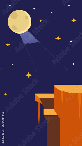 moonlit cliff starry sky fantasy stage