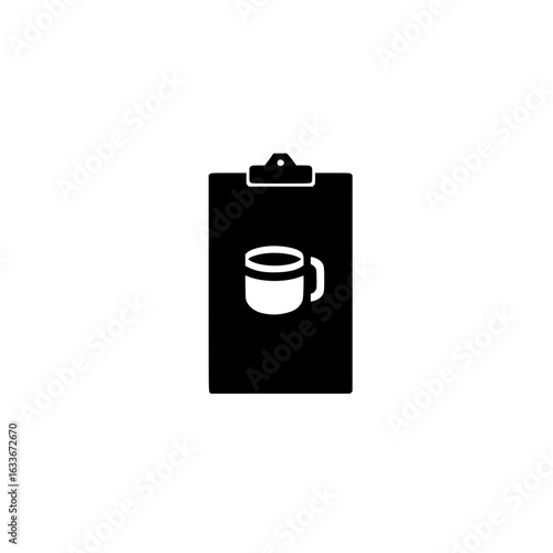 Office Clipboard with Hot Beverage Mug Icon for Daily Planning Schedule and Focus Reminder