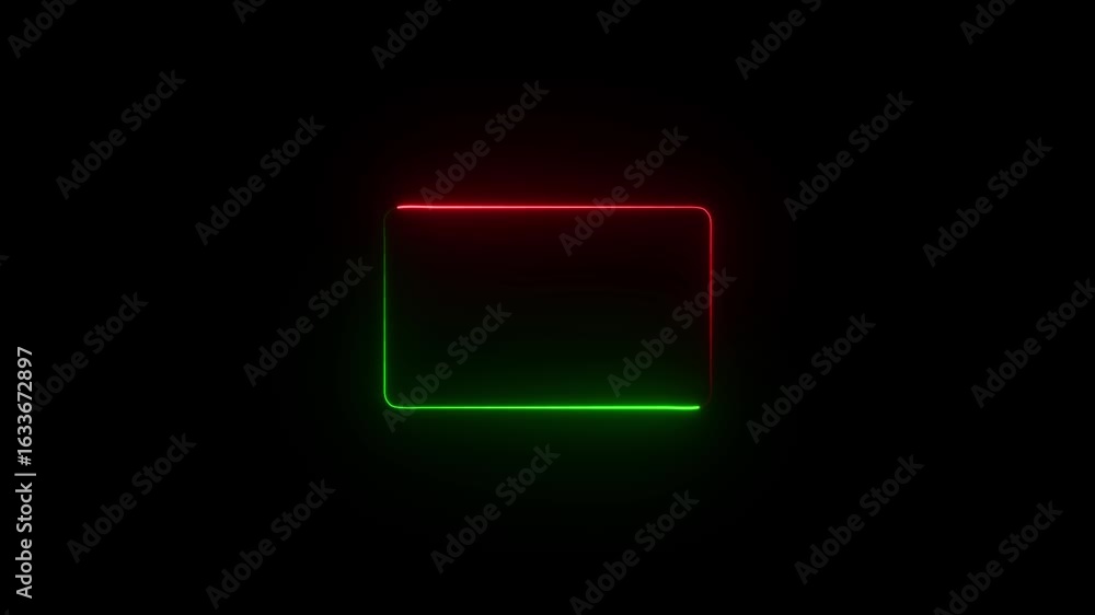 green and red color glowing neon frame Looping line icon animation on black background . green and red color glowing neon frame Looping line icon animation on black background .