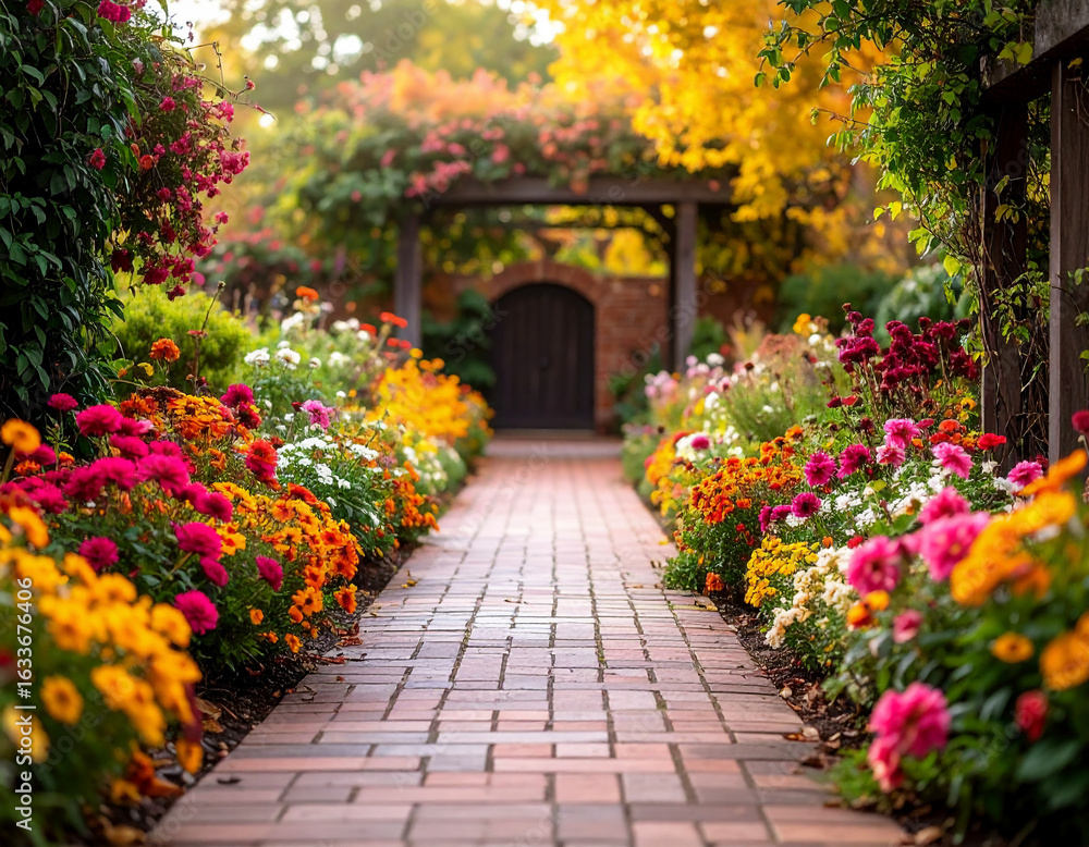 Fototapeta premium Colonial Garden Heritage Flower Background