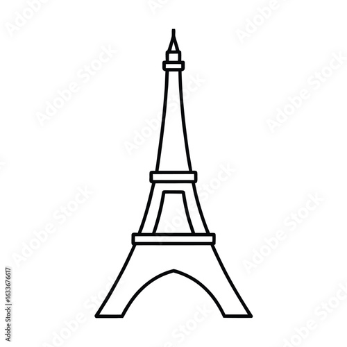 Minimalist black outline of the eiffel tower a classic parisian landmark rendered in a clean line art style