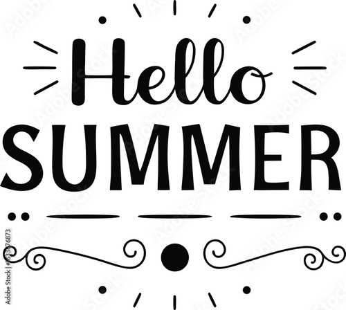 A vibrant typographic illustration celebrating the summer season with cheerful greetings and artistic flair isolated on transparent background
