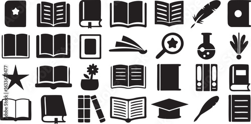 Isolated literature reading icon, education book, fiction, notebook, library, author, cover, knowledge, textbook, story, chapter, classic novel, shelf, study material, publication for learning