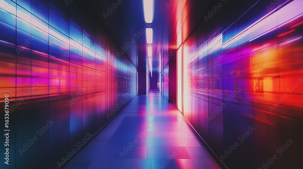custom made wallpaper toronto digitalNeon-lit, futuristic hallway with vibrant colors