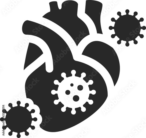 Heart attacked by virus showing infection risk, health danger, and medical emergency awareness.