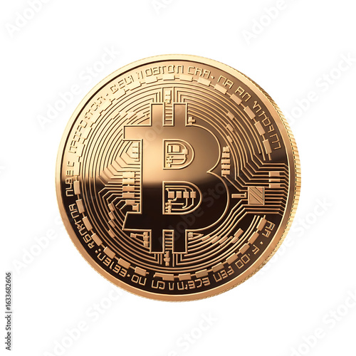 Wallpaper Mural Close up of a shiny golden bitcoin coin isolated on transparent background, representing digital currency and cryptocurrency Torontodigital.ca
