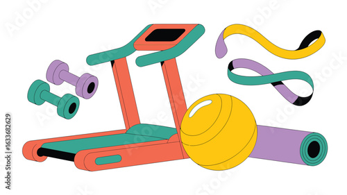 Isometric Home Gym Equipment With Treadmill Exercise Ball And Yoga Mat dumbbell fitness