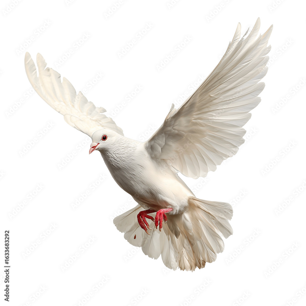 Fototapeta premium white dove flying isolated on white background