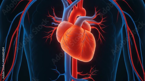Human Heart and Circulatory System Anatomy Illustration
