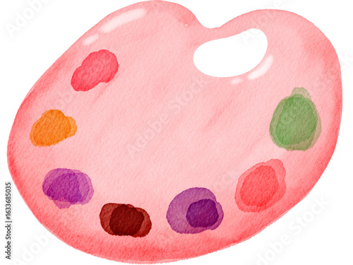 Watercolor school stationery of painter’s palette 
