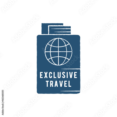 Exclusive Travel Logo. Simple Exclusive Travel logo for tourism agency, passport service, luxury trip planning or international branding. Vector illustration.