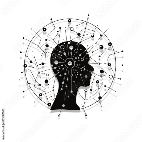 Silhouette of human head with neural network connections, symbolizing artificial intelligence, machine learning, and the digital brain. Ideal for tech, innovation, and AI-related content.

