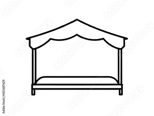 Clean outline vector art of a minimalist canopy bed for interior design and decor