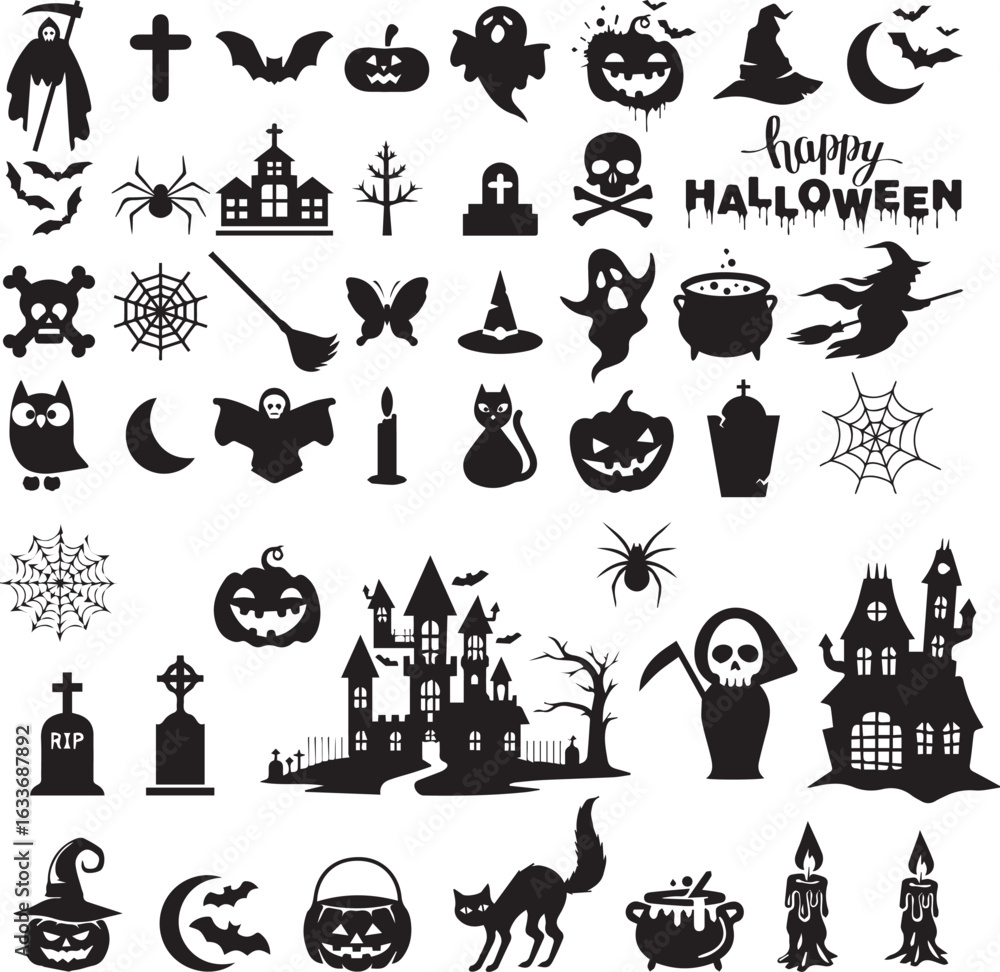 Obraz premium Halloween set vector art design with icons
