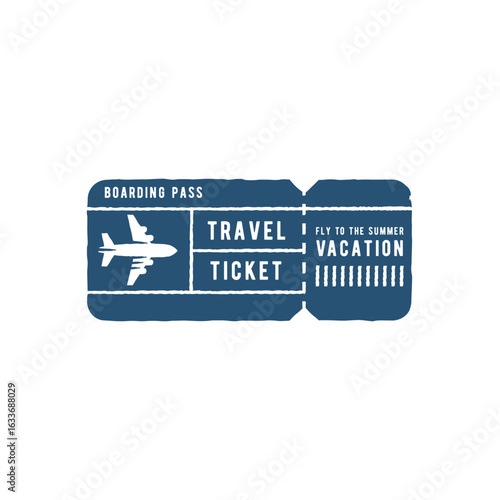 Travel Ticket Logo. Simple Travel Ticket logo for airline company, booking service, vacation agency or tourism branding. Vector illustration.