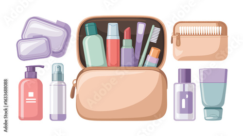Assortment of cosmetic and hygiene products on a white background cosmetics toiletries
