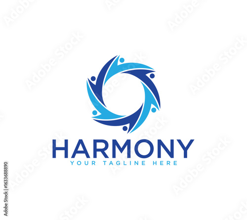 Harmony team work logo design, Vector image
