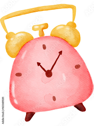 Watercolor school stationery of a alarm clock