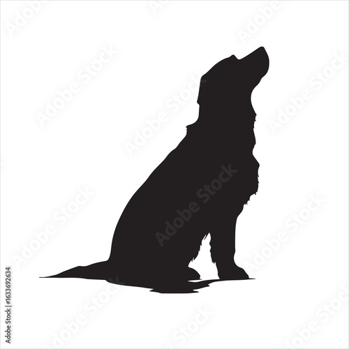 Silhouette of a Sitting Labrador Dog Looking Up - Vector Illustration