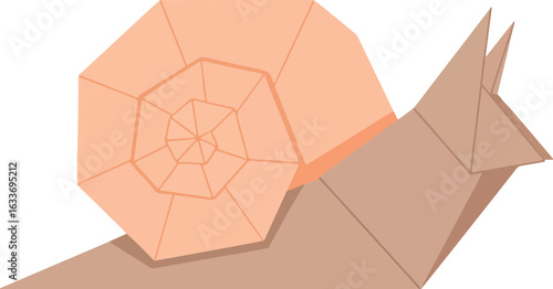 Origami Snail Vector on White