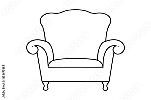 Classic armchair line art illustration a timeless piece of furniture rendered in clean elegant strokes