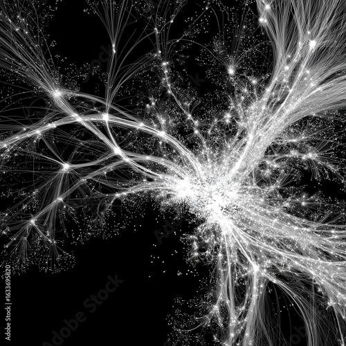 Abstract network, intricate web, radiating lines