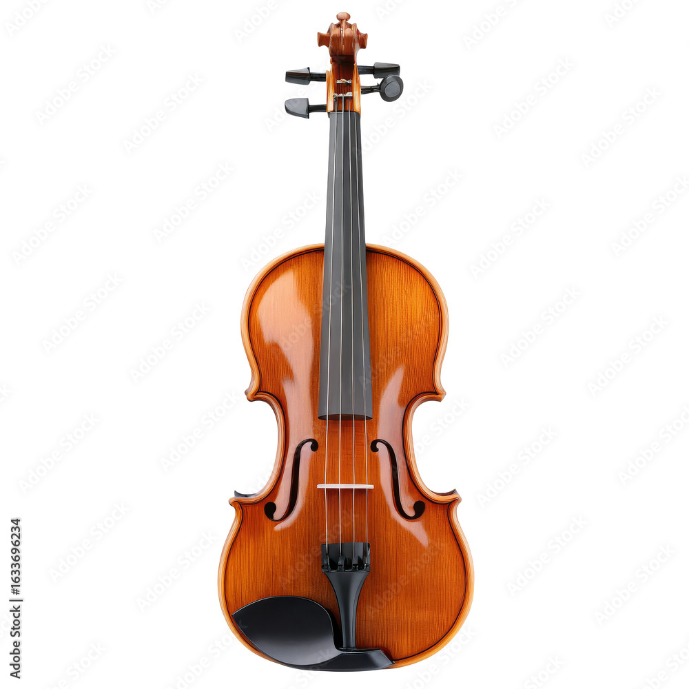 Fototapeta premium Classic Violin with Rich Brown Finish on white background